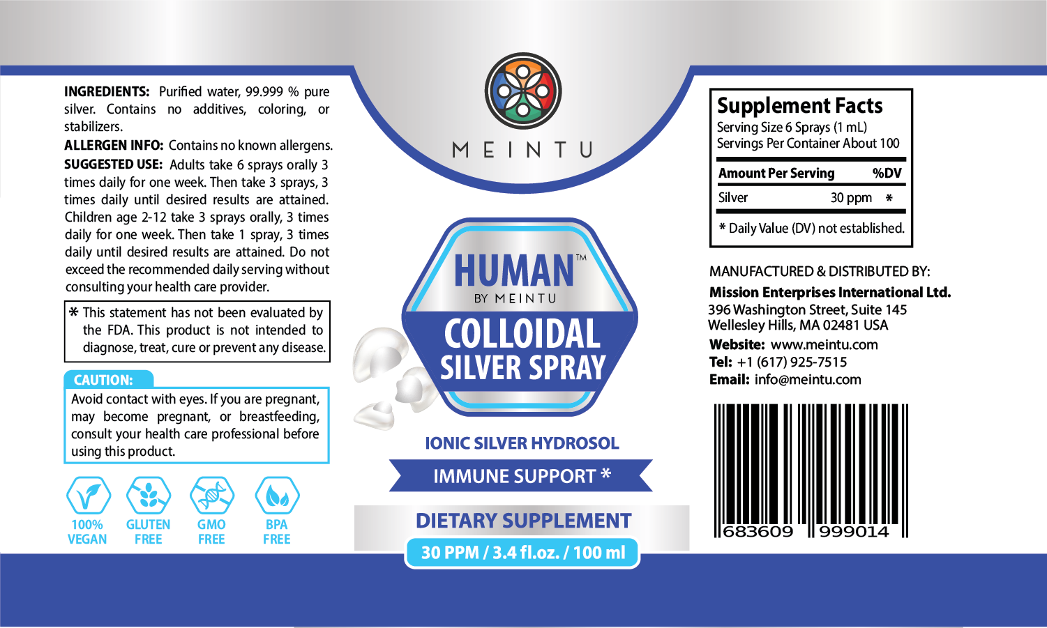 Colloidal Silver 30PPM – 100ml TSA-Approved Travel Spray for Immune Support