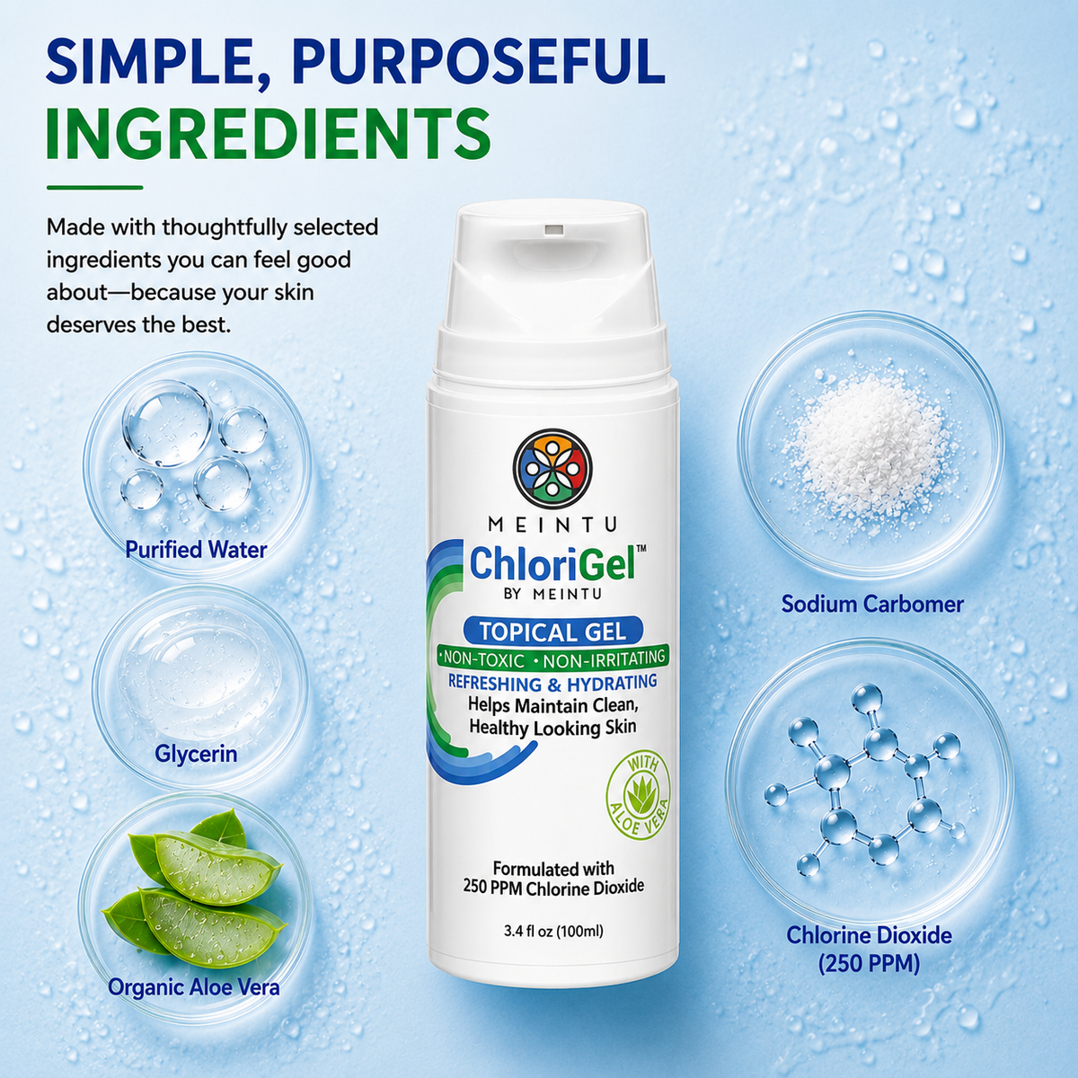 MEINTU ChloriGel™ 250PPM Chlorine Dioxide Gel.