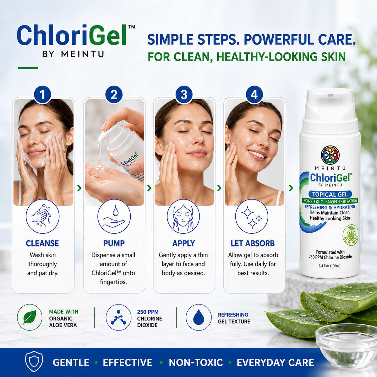 MEINTU ChloriGel™ 250PPM Chlorine Dioxide Gel.